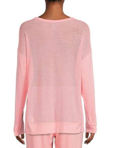 Avia Pink Mesh Back Side Slit Long Sleeve Shirt