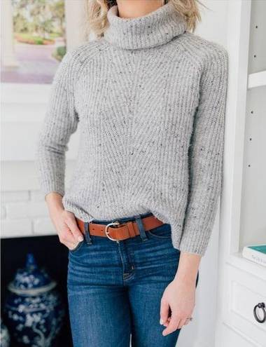 Madewell  Turtleneck Cowl Neck Sweater Gray Speckled Heathered Chunky Knit