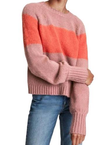 ALLSAINTS NEW With Tag All Saints Lou Uno Jumper Stripe Colorblock Crewneck Fuzzy Sweater