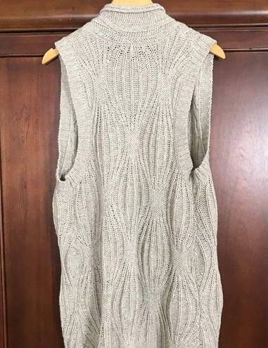 CAbi  Tan Cotton Wool Blend Open Front Knitted Long Cardigan Vest