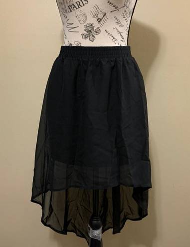 Forever 21 High Low Chiffon Black Skirt Large