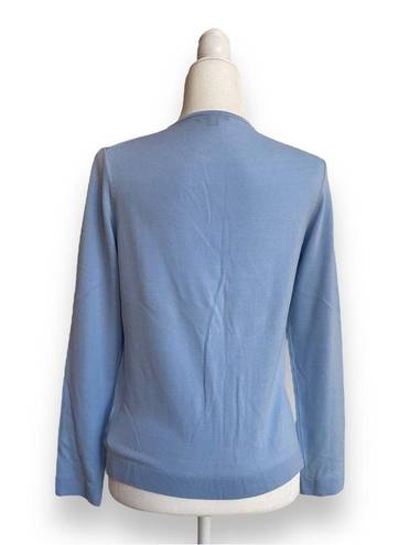 Brooks Brothers  Women Size M Lightweight Blue Merino Wool Crew Neck Sweater