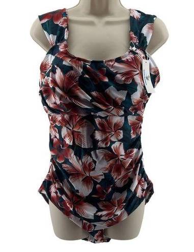 Beachsissi  Bronze Floral One Piece Swim Suit Womens 2XL