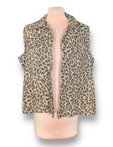 Coldwater Creek Vintage  Vest Tan Brown Leopard Animal Print Button Front Plus 2X