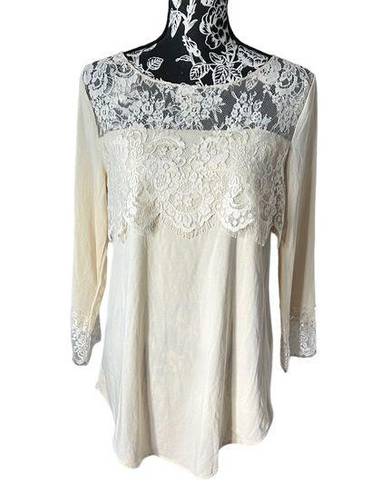 Garnet Hill  Women’s long sleeve lace rayon too fancy small