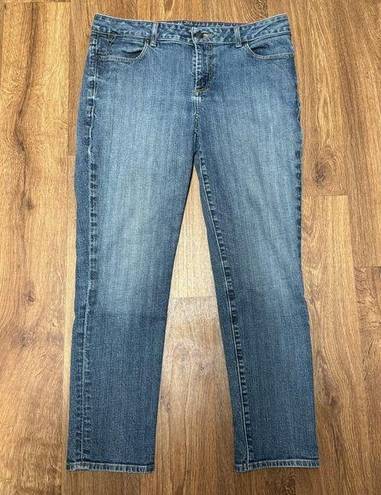 Talbots  Womens Light Blue Worn In Curvy Slim Ankle Jeans Mid Rise Size 12P/31