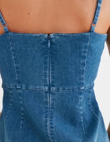 Urban Outfitters Blue Straight Neck Denim Chambray Mini Dress- Size Medium