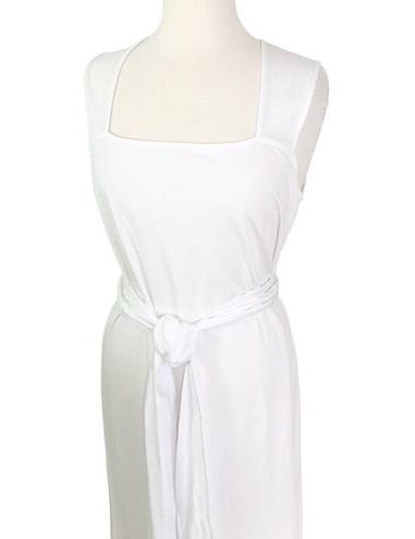 Vince  Sleeveless Pima Cotton Midi Faux Wrap 
Dress In Optic White Size L NWT