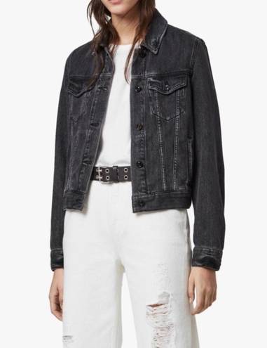 All Saints Black Denim Jacket in Size Larger