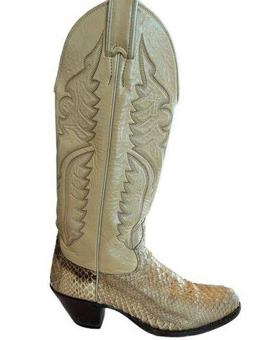 Justin Boots Justin Snakeskin Cowboy Boots Womens 5 1/2B Tall Vintage Leather L4661 USA