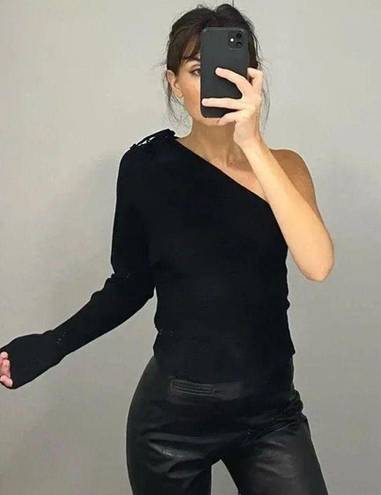The Range / FWRD Alloy Rib One Shoulder Top in Black Size M Retail $145