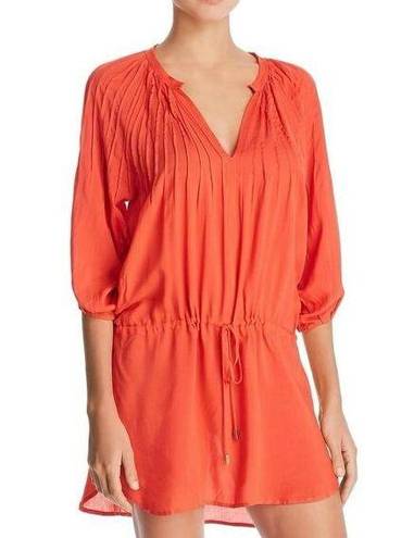 Vix Paula Hermanny  Sara Pinched Pleats Drawstring Waist Caftan Swim Cover Up M