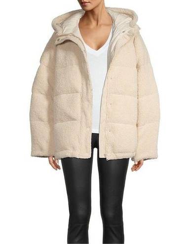 Good American NWT  Faux Shearling Cocoon Puffer Jacket in Tusk 4 XL