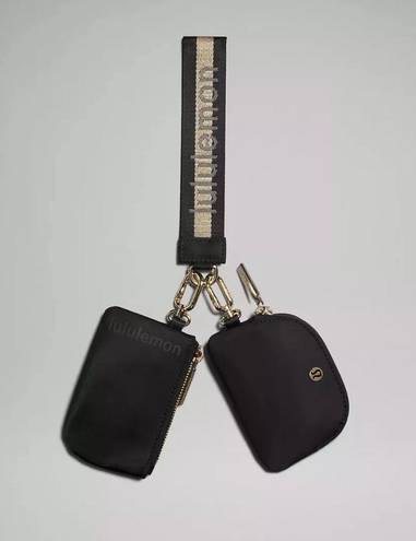 Lululemon Dual Pouch Wristlet Black Gold Brand New