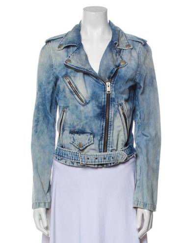 Diesel  De Lupus Denim Jean Biker Moto Jacket Belt, size xs, blue breasted *RARE