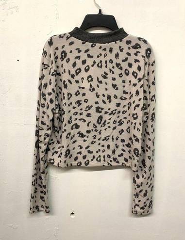 All in Favor  Womens Multicolor Leopard Print Mock Neck Top