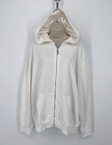 Naked Wardrobe  White Hoodie NEW Womens Sz XL Full Zip Pockets Long Sleeve