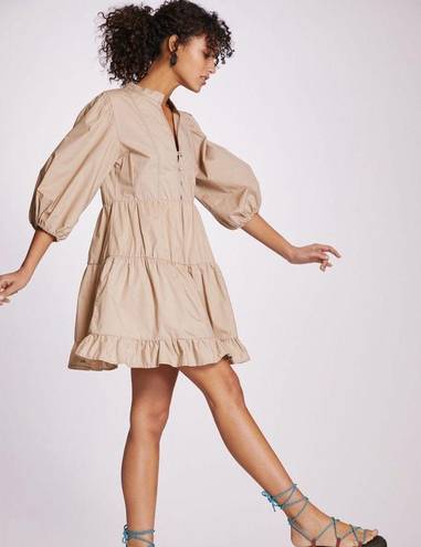 Anthropologie  Beige Ruffled Tunic Dress