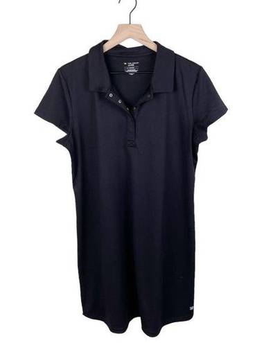 Tek Gear  DryTek Women's Polo Shirt Dress Solid Black Golf Athletic Size Large