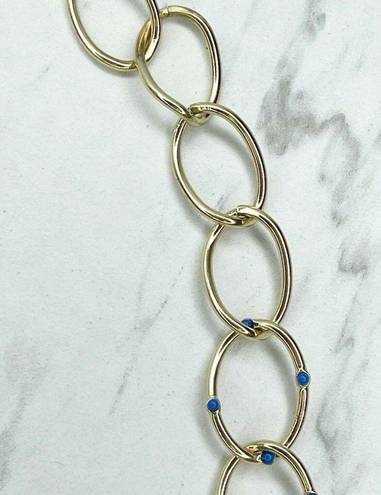 Coldwater Creek  Gold Tone Blue Studded Chain Link Necklace