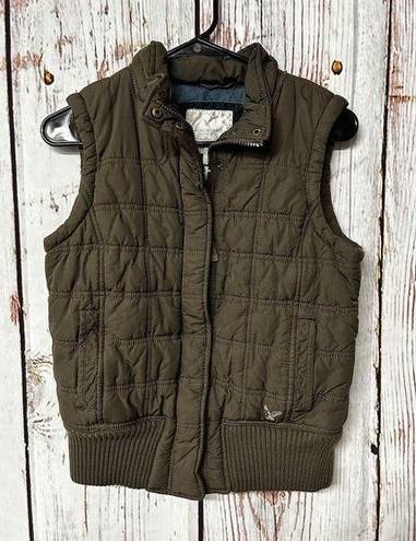 American Eagle  Brown Quilted Puffer Full Zip Pockets - Chocolate Brown / Medium