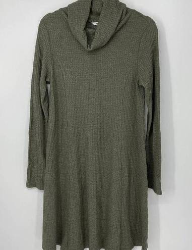 Sonoma  GREEN WAFFLE KNIT SUPER SOFT LONG SLEEVE COWL NECK DRESS SMALL