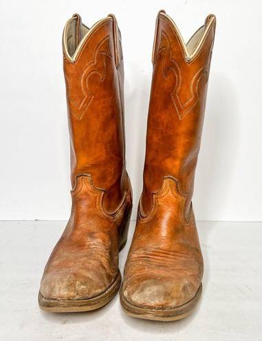 Dingo VTG  Brown Leather Cowboy Western Boots Size 11 Women’s Cowgirl Tan