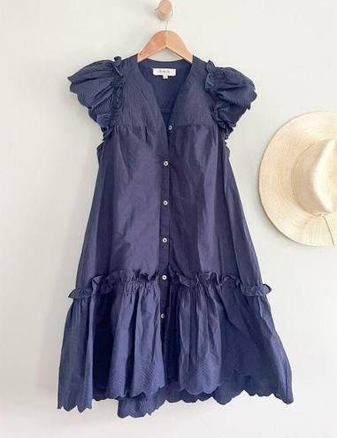 Petal Sea New York | Heidi Heart Quilt  Sleeve Tiered Dress | Navy | Sz XS