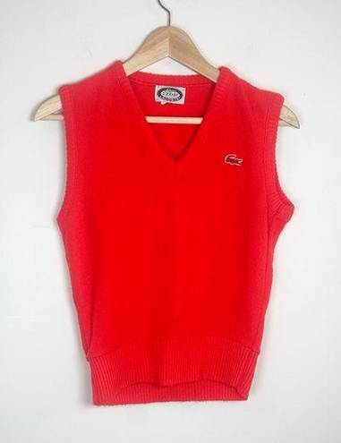 Lacoste Vintage  red v neck sweater vest size small