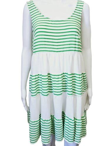Entro  Green & White Striped Tiered Sleeveless Dress Size Medium