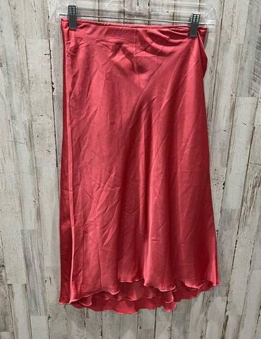 Abercrombie & Fitch  Coral Pink Satin Midi Slip Skirt Ruffle Edge