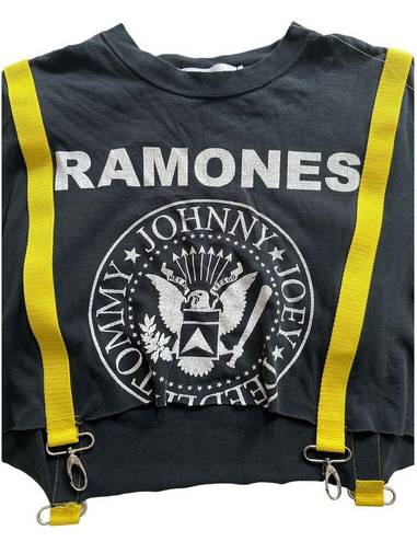 Iamkoko.la  - Reworked Cropped Ramones Tee in Faded Black & Yellow