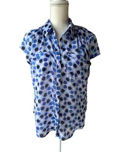 Ny&co NY &  Womens Blue Multi Polka Dot bow Top Size Large