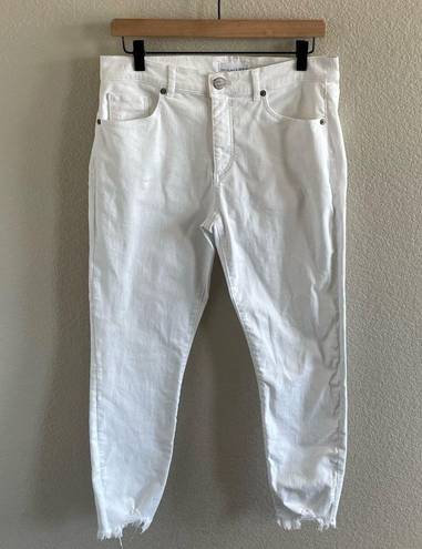 Loft Skinny Crop Jeans Chewed Hem White 29/8