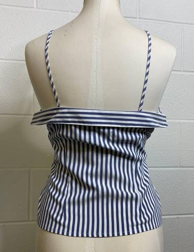 L'Academie L’academie Revolve Blue White Stripe Button Down Tank Tie Front Size Small