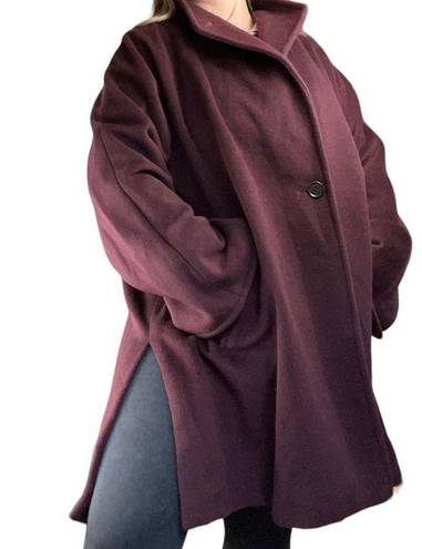 Max Mara  burgundy virgin wool longline peacoat coat size 10