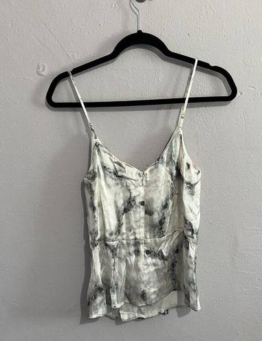 L'AGENCE L’AGENCE Chiara Marble Print Twist Sleeveless Tank Top V-Neck Blouse