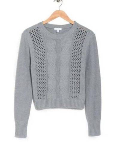 Abound  Cable Knit Open Knit Crew Neck Sweater in Green Shore M