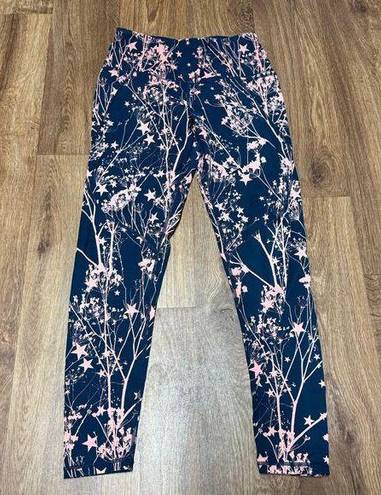 Sweaty Betty  The Power Legging Yoga Pants XS Green Pink Star Floral Side Pocket