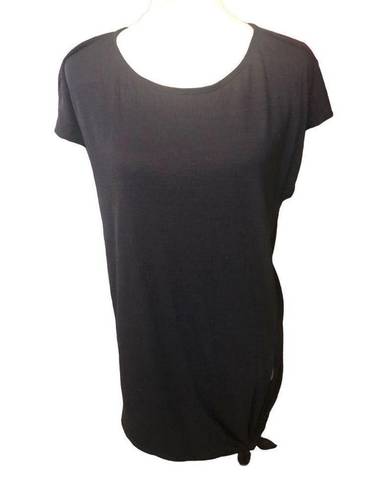 Max Studio  black scoop neck long asymmetrical tunic that can be tied on the side