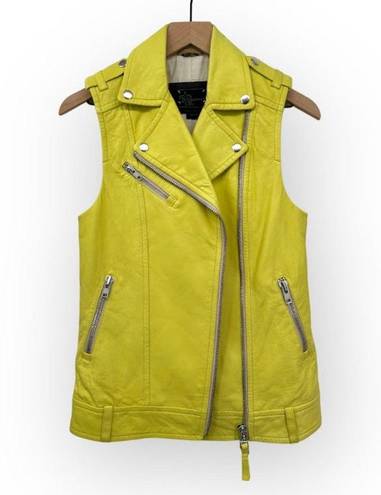 Mackage  Frederica Lamb Leather Moto Vest Asymmetrical Zip Jacket Yellow XS