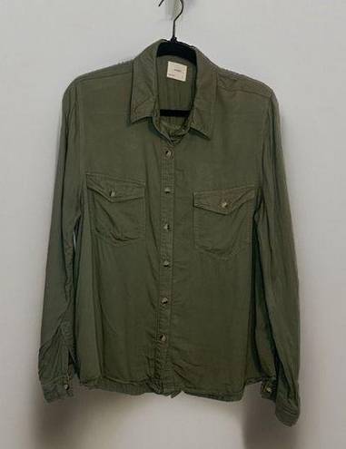 Harper  Womens Large Button Up Utilty Shirt Green Long Sleeve Western Super Soft