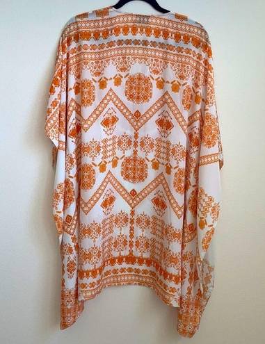 Rococo  Sand White orange tribal print kaftan dress