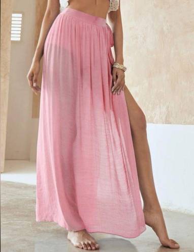 Petal Wrap skirt cover up  pink chiffon bathing suit coverup medium