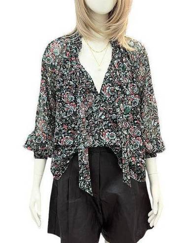 Rebecca Minkoff  Tied Neck Floral Chiffon Peasant Blouse size small