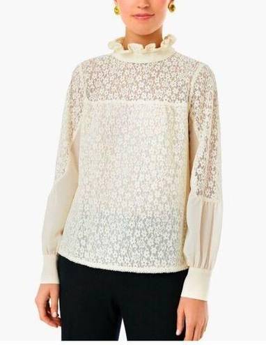 Tuckernuck  Womens Rosalee Cream Lace Ruffle Blouse Medium