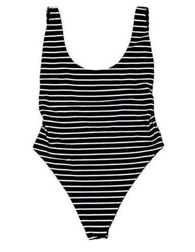 Aerie  Striped u-back high cut One Piece Bathing Suit women's extra large black