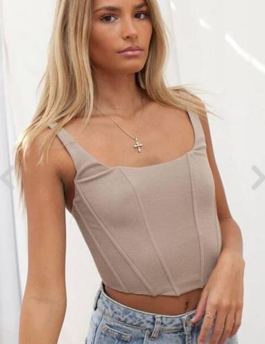 Kissing Other People Taupe Top Tan Size L