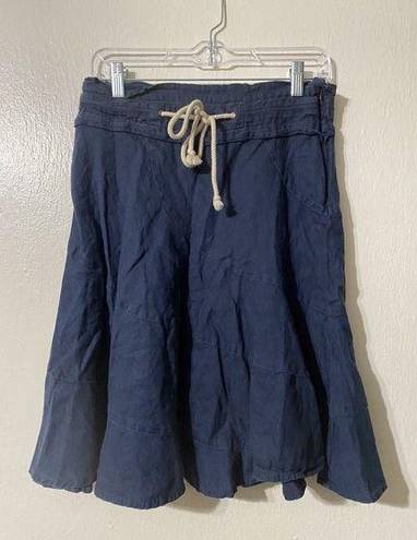 DKNY  Womens Linen Skirt Blue Denim Minimalist A Line 90's Y2K VTG Tiered Size 2