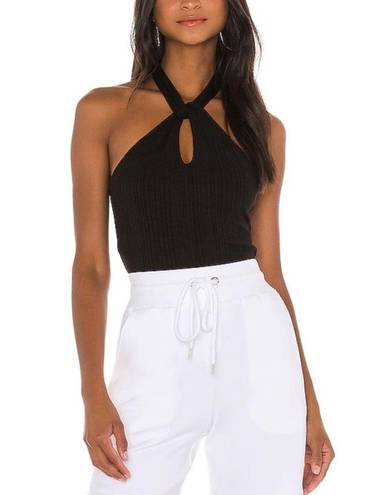 The Range  Black Bodysuit Wave Rib Tied Bodysuit